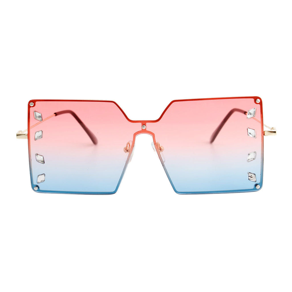 Square Stone Sunglasses Red Stylish Statement Accessories