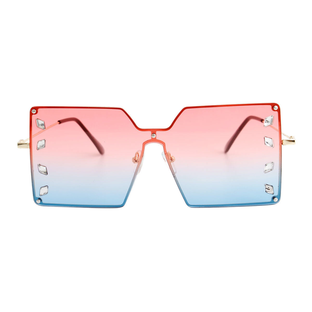 Square Stone Sunglasses Red Stylish Statement Accessories