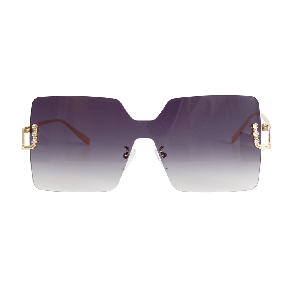 Square Black One Piece Sunglasses Stylish Chic Eyewear