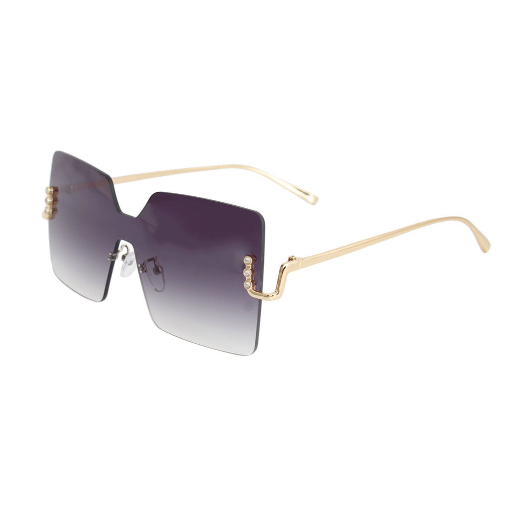 Square Black One Piece Sunglasses Stylish Chic Eyewear