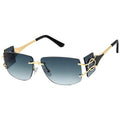 Rimless Temple Sunglasses Black Stylish Chic Eyewear