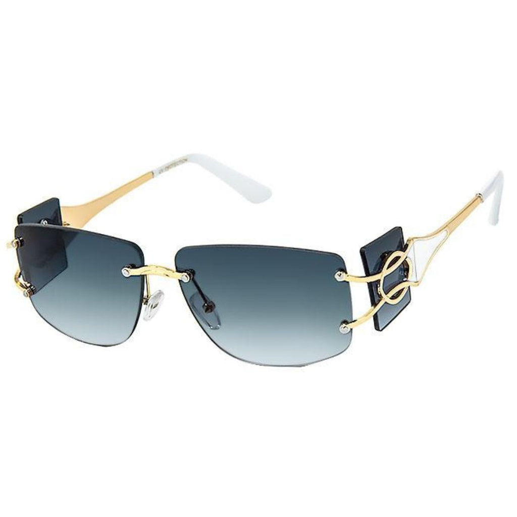 Rimless Temple Sunglasses White Stylish Trendy Eyewear