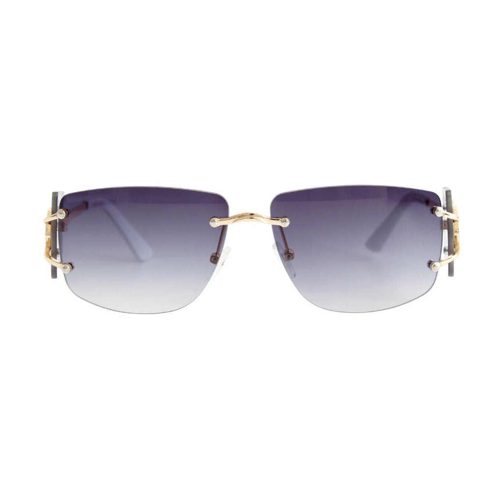 Rimless Temple Sunglasses White Stylish Trendy Eyewear
