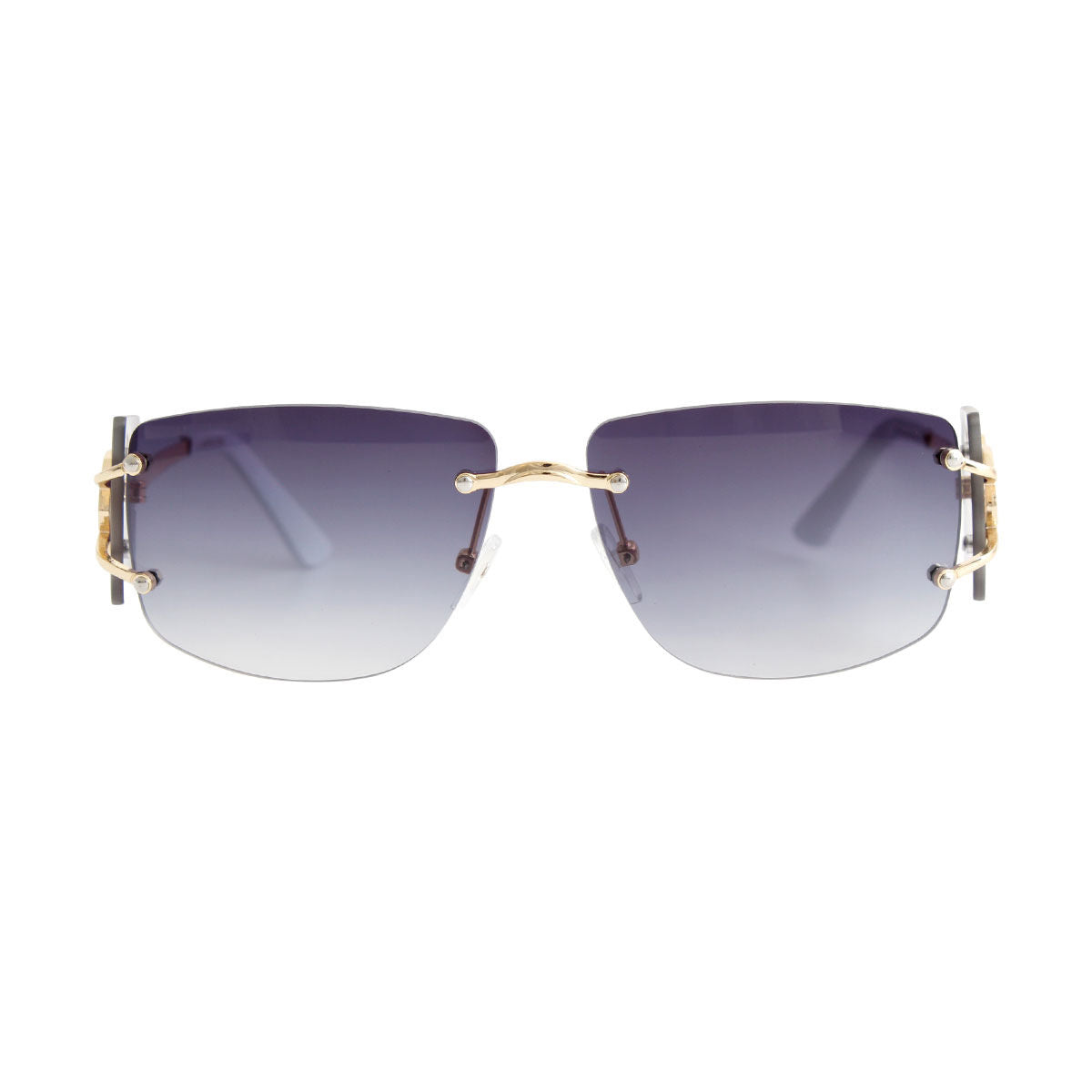 Rimless Temple Sunglasses White Stylish Trendy Eyewear
