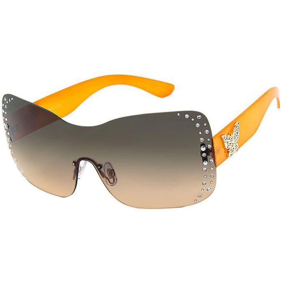Rimless Butterfly Sunglasses Orange Stylish Trendy Accessories