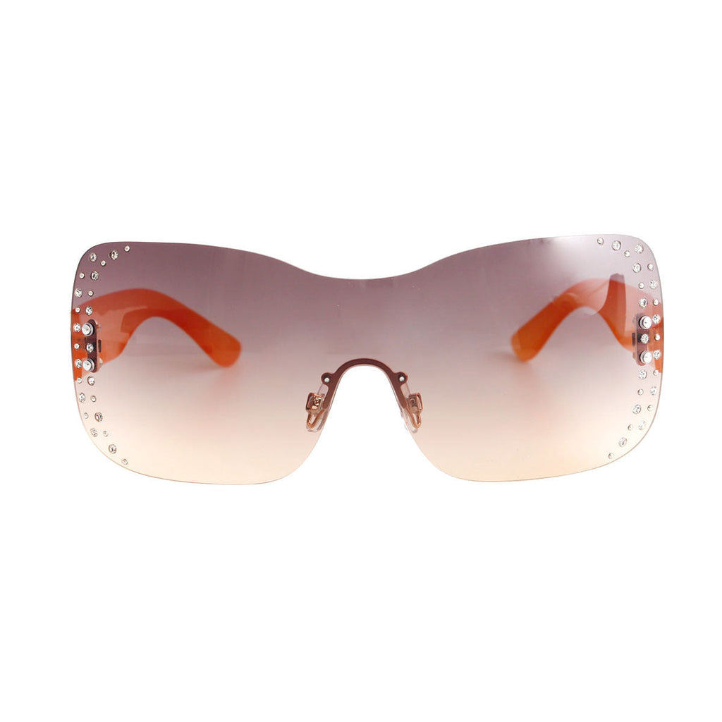 Rimless Butterfly Sunglasses Orange Stylish Trendy Accessories