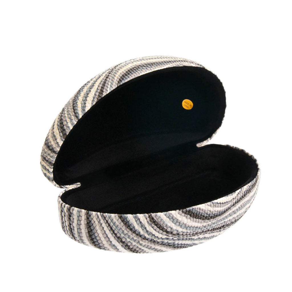 Ribbed Sunglass Case Black and White Stylish Accessory