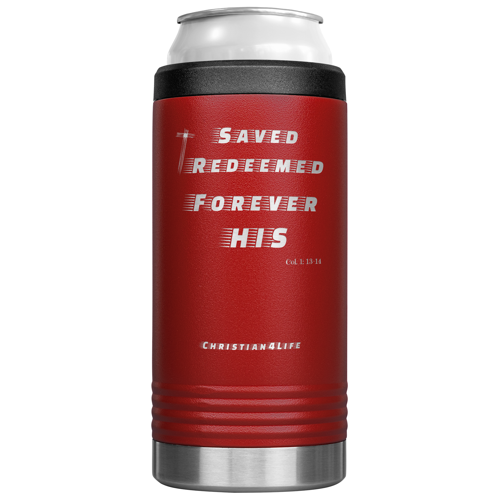 12oz Christian Cozie Insulated Tumbler -Saved, Redeemed, Forever His