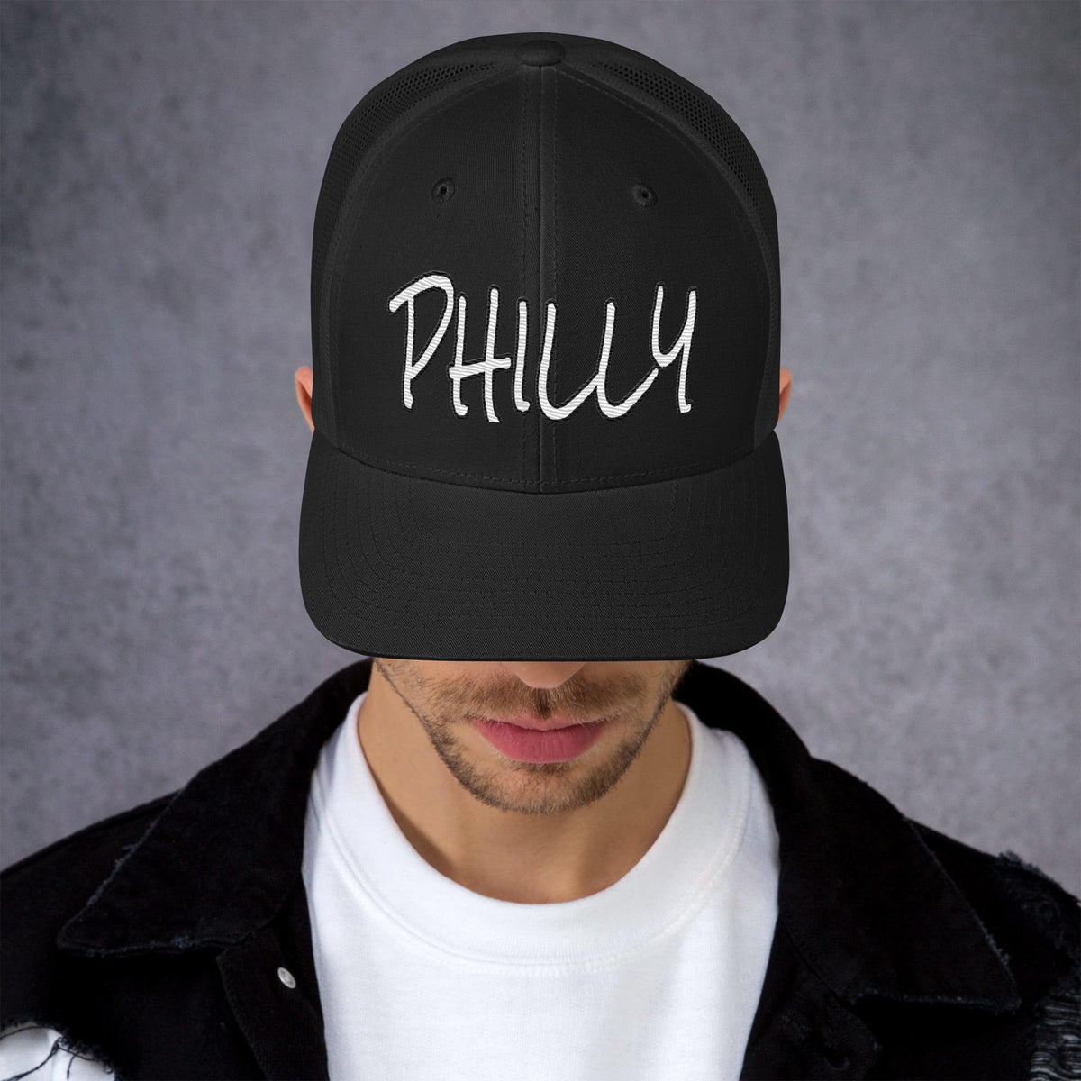Philly Trucker Cap | Handwritten Embroidered Philadelphia Hat