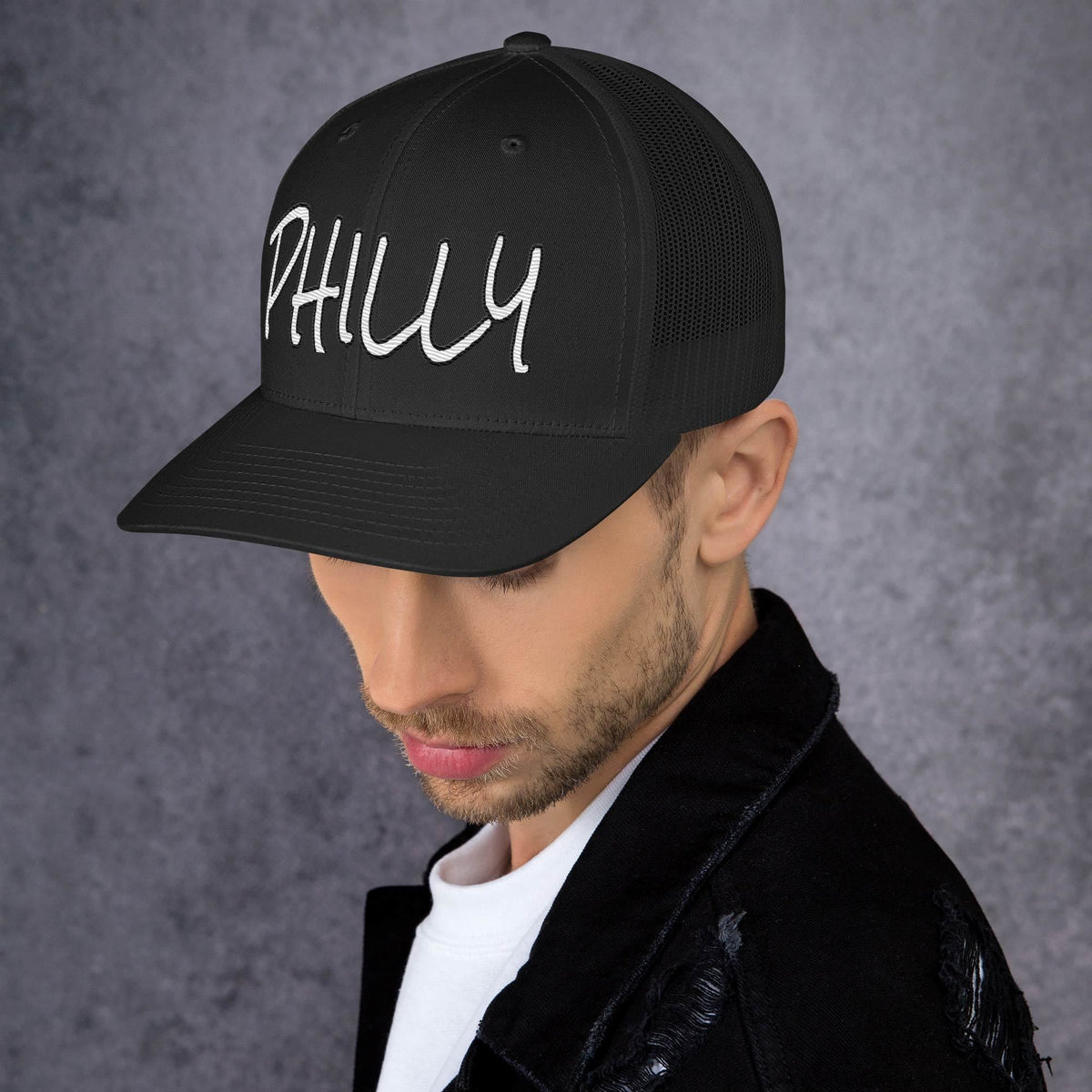 Philly Trucker Cap | Handwritten Embroidered Philadelphia Hat