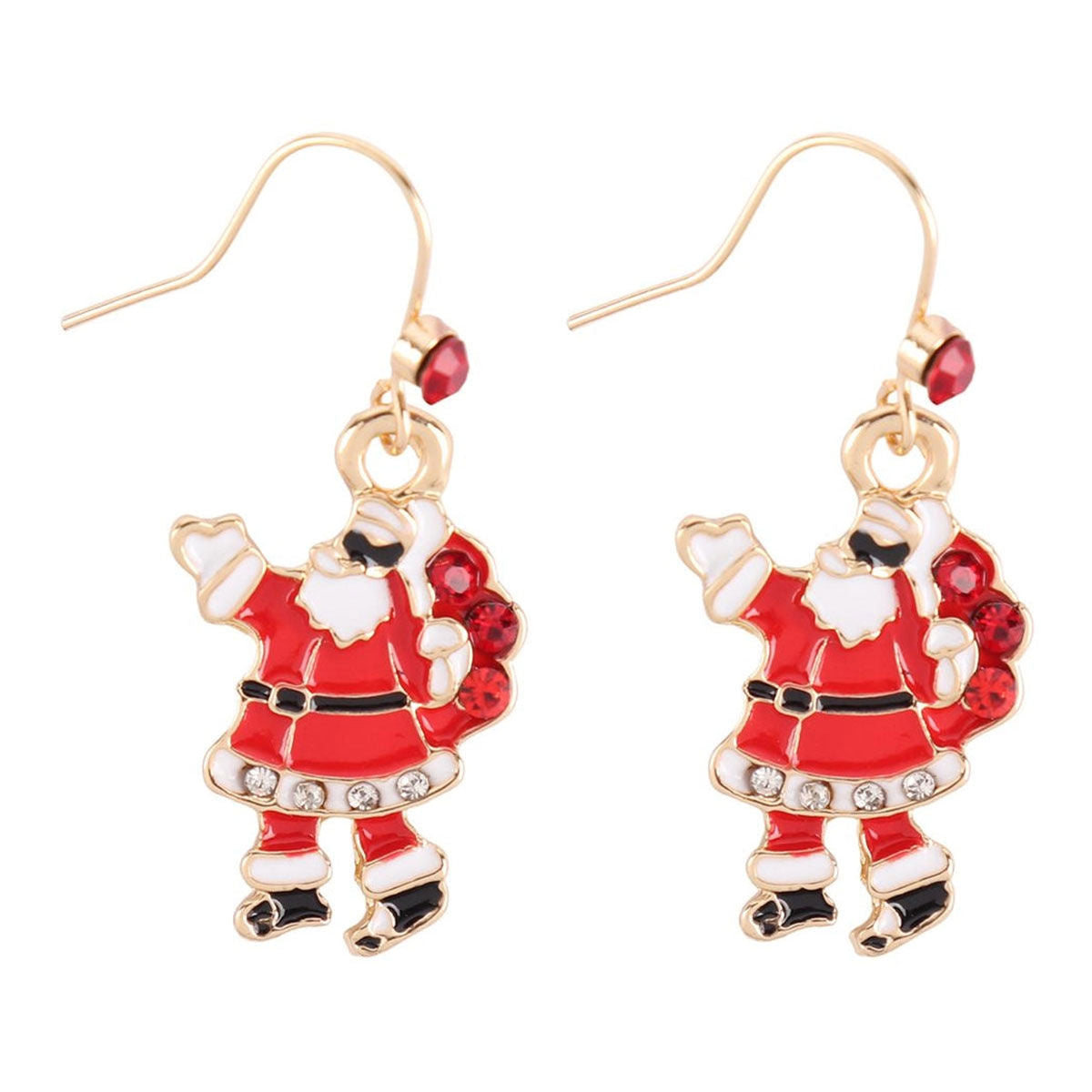 Fish Hook Earrings Red Santa Claus Trendy Statement Jewelry