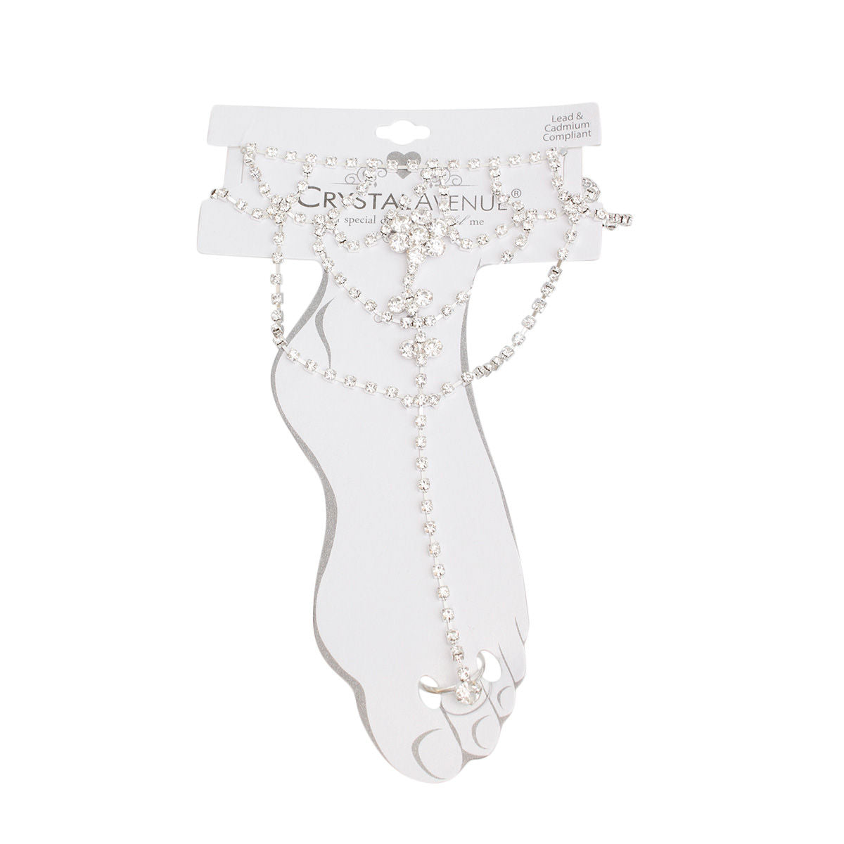 Toe Ring Ankle Chain Silver Rhinestone Stylish Women’s Jewelry