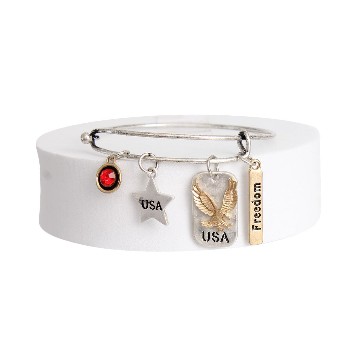 Charm Bangle Burnished Silver Stylish American Jewelry Accessory