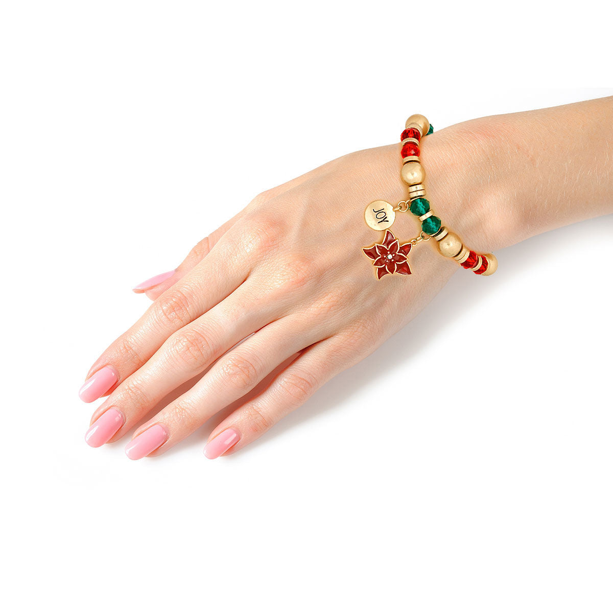 Charm Bracelet with Poinsettia Accent Stylish Fashion Jewelry Accessory