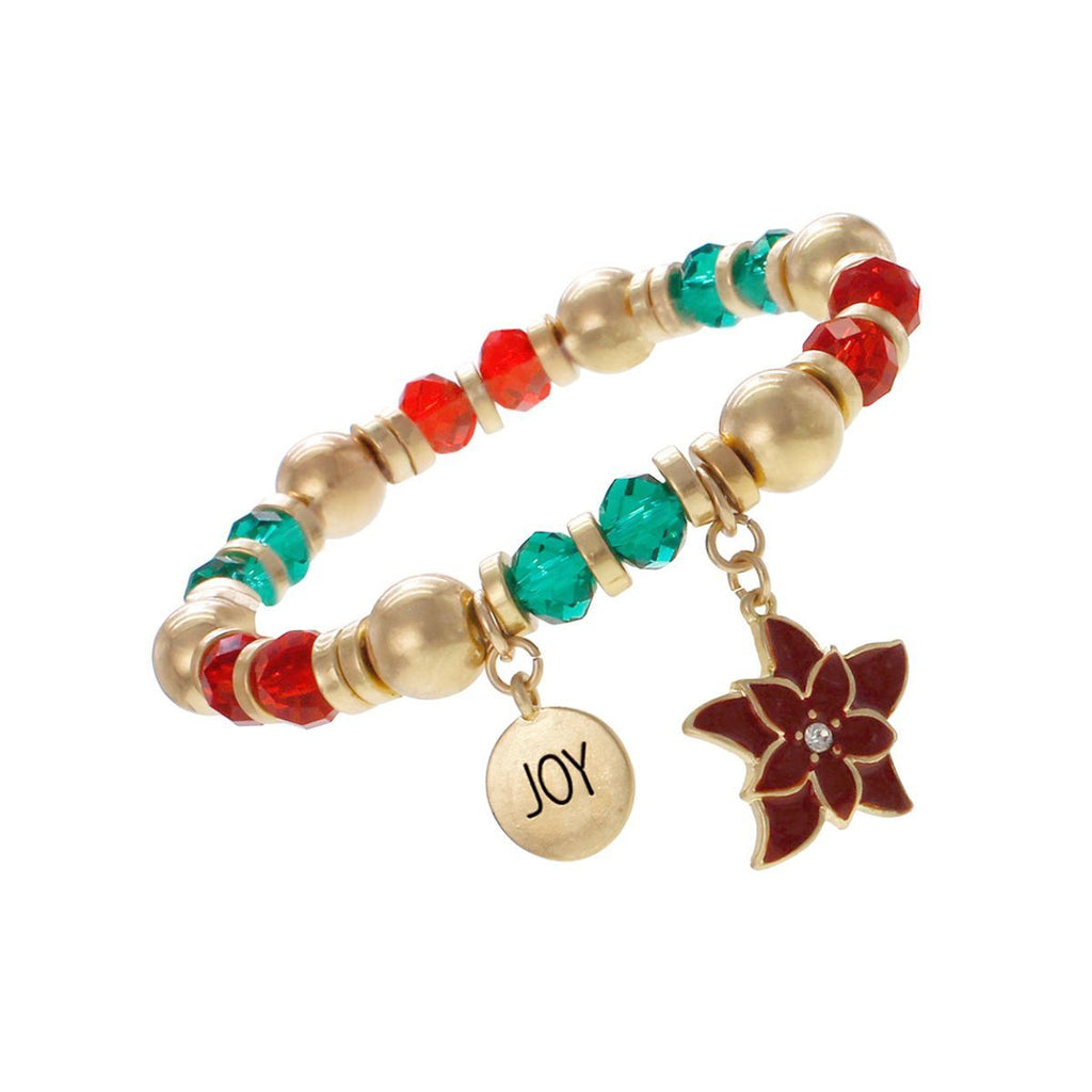 Charm Bracelet with Poinsettia Accent Stylish Fashion Jewelry Accessory