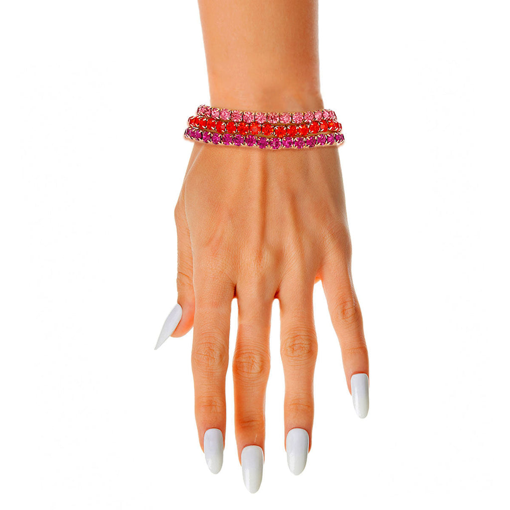 3 Strand Multi Pink 5mm Layered Bracelets Stylish Fashion Jewelry