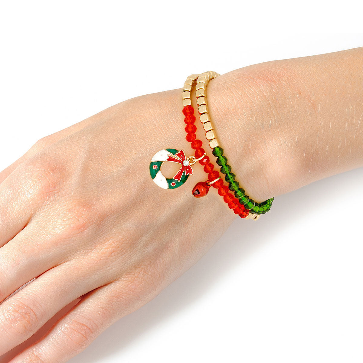 Bracelet Set 2 Pcs Xmas Wreath Stylish Holiday Jewelry Accessories