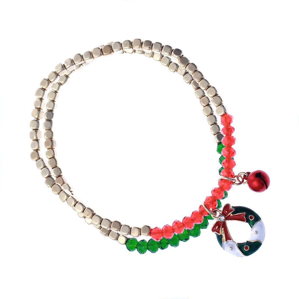 Bracelet Set 2 Pcs Xmas Wreath Stylish Holiday Jewelry Accessories