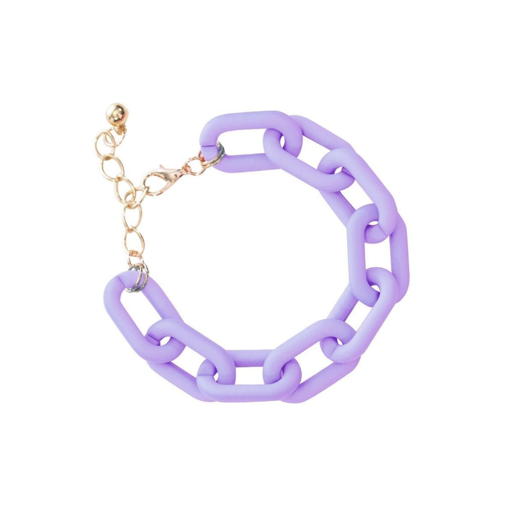 Chain Bracelet Rubber Coated Lavender Stylish Fashion Jewelry