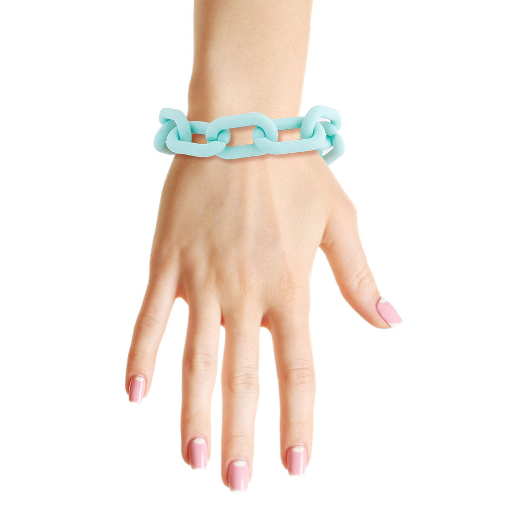 Chain Bracelet Rubber Coated Mint Stylish Fashion Jewelry