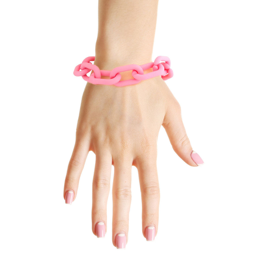 Chain Bracelet Pink Rubber Coated Stylish Fashion Jewelry Accessory