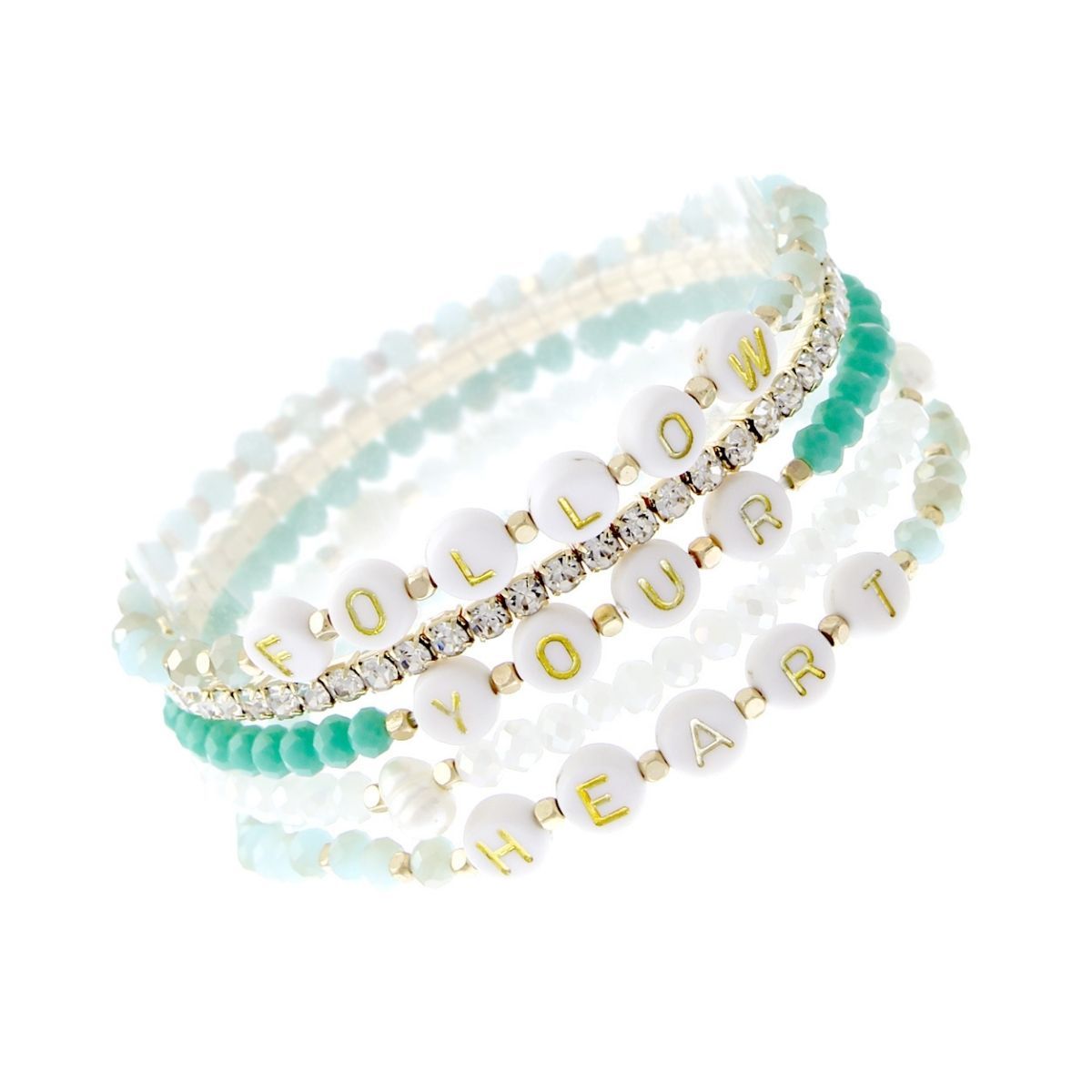 Beaded Bracelet Aqua Follow Your Heart Stylish Casual Jewelry