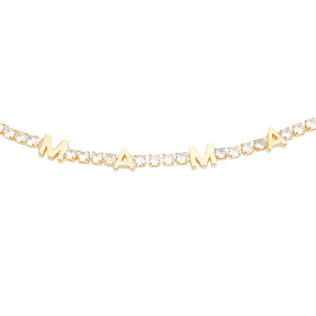 Tennis Bracelet Gold CZ Rhinestone MAMA Stylish Women's Jewelry