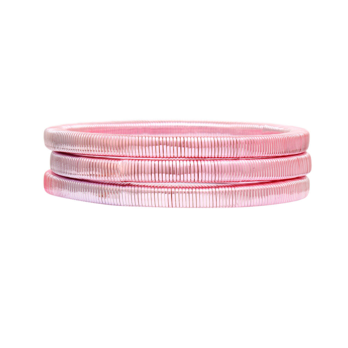 Stretch Pink Silver Snake Chain Bracelets Set – Trendy Stylish Jewelry