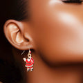 Fish Hook Earrings Red Santa Claus Trendy Statement Jewelry