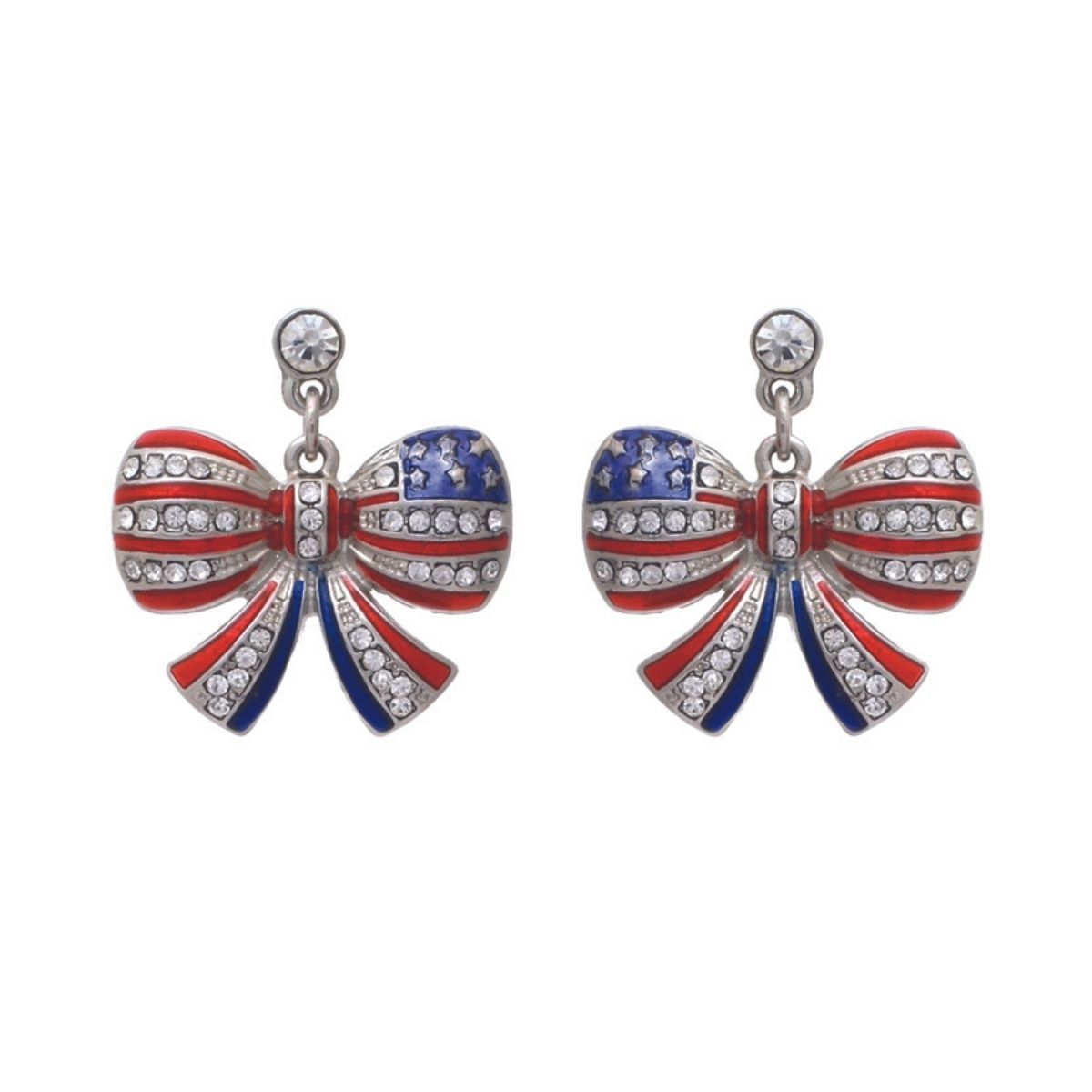 Metal Earrings American Flag Ribbon Stylish Statement Jewelry
