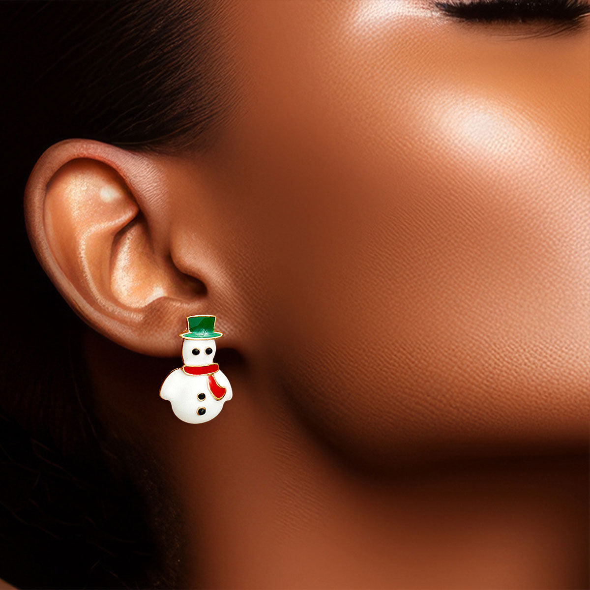 Mismatched Stud Earrings Tree and Snowman Winter Fun Trendy Jewelry