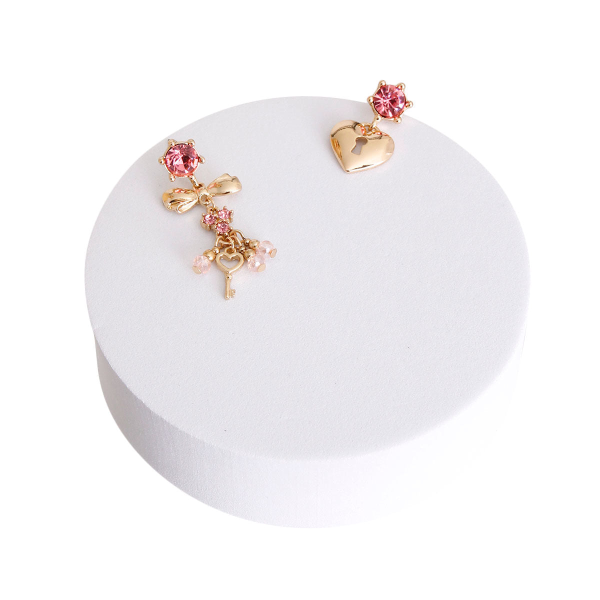 Statement Gold Mismatched Lock and Key Earrings Stylish Fashion Jewelry
