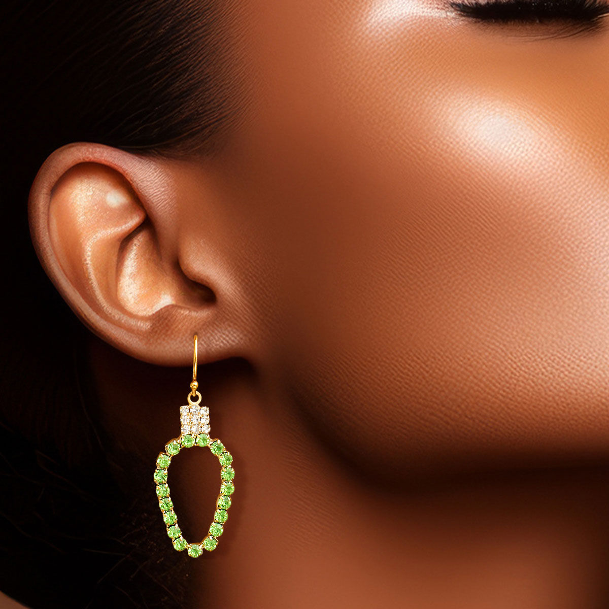 Light Green Xmas Light Earrings – Subtle Elegant Statement Jewelry