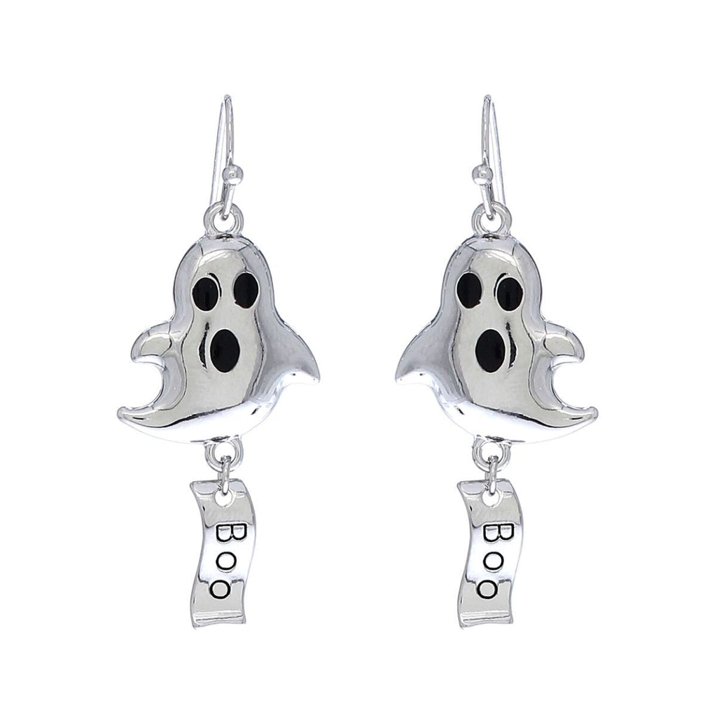 Fish Hook Earrings Silver Boo Ghost Trendy Jewelry Accessory