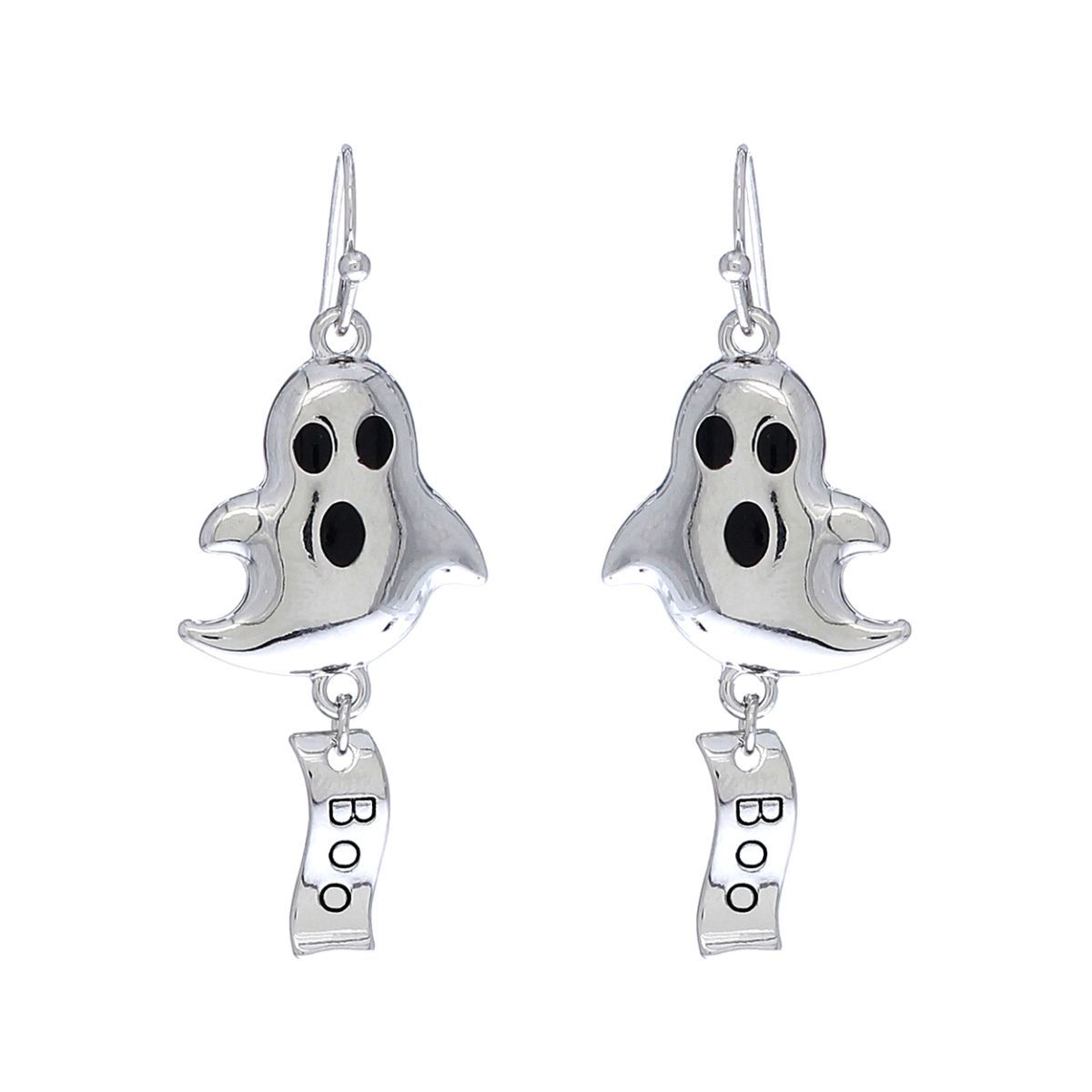 Fish Hook Earrings Silver Boo Ghost Trendy Jewelry Accessory