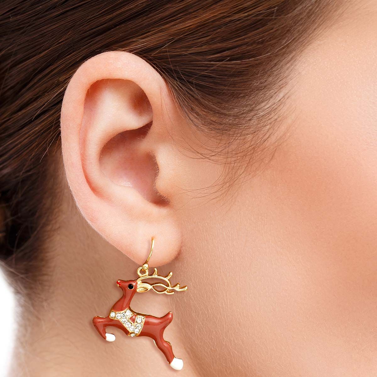 Fish Hook Earrings Reindeer Design Trendy Statement Jewelry Accessory