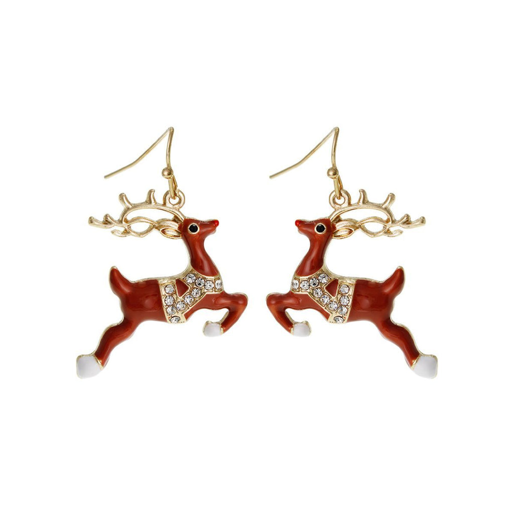 Fish Hook Earrings Reindeer Design Trendy Statement Jewelry Accessory