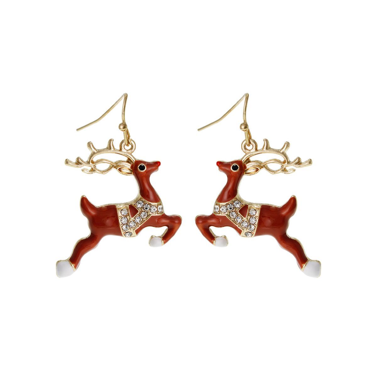 Fish Hook Earrings Reindeer Design Trendy Statement Jewelry Accessory
