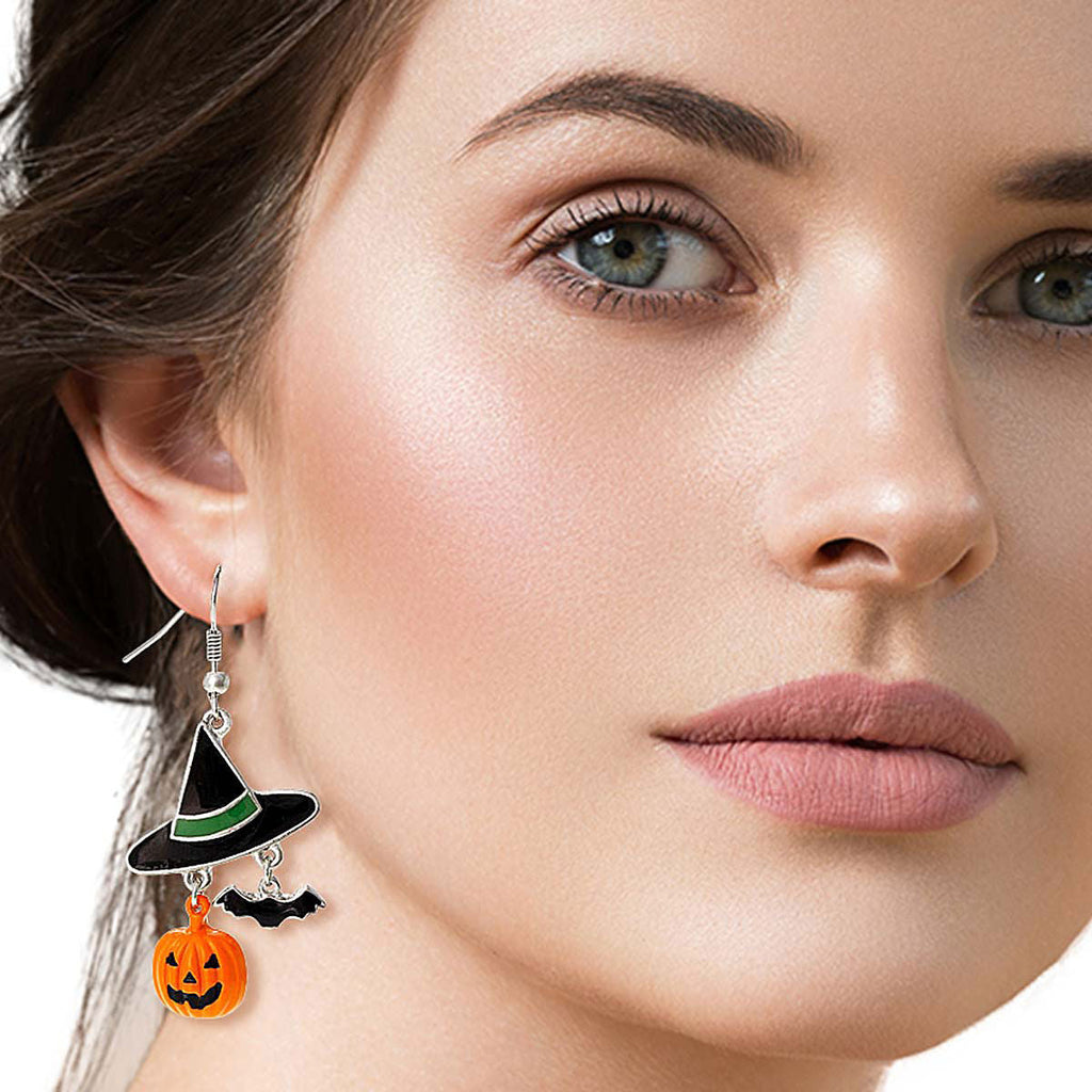 Fashion Witch Hat Charm Fish Hook Earrings Stylish Jewelry Accessory