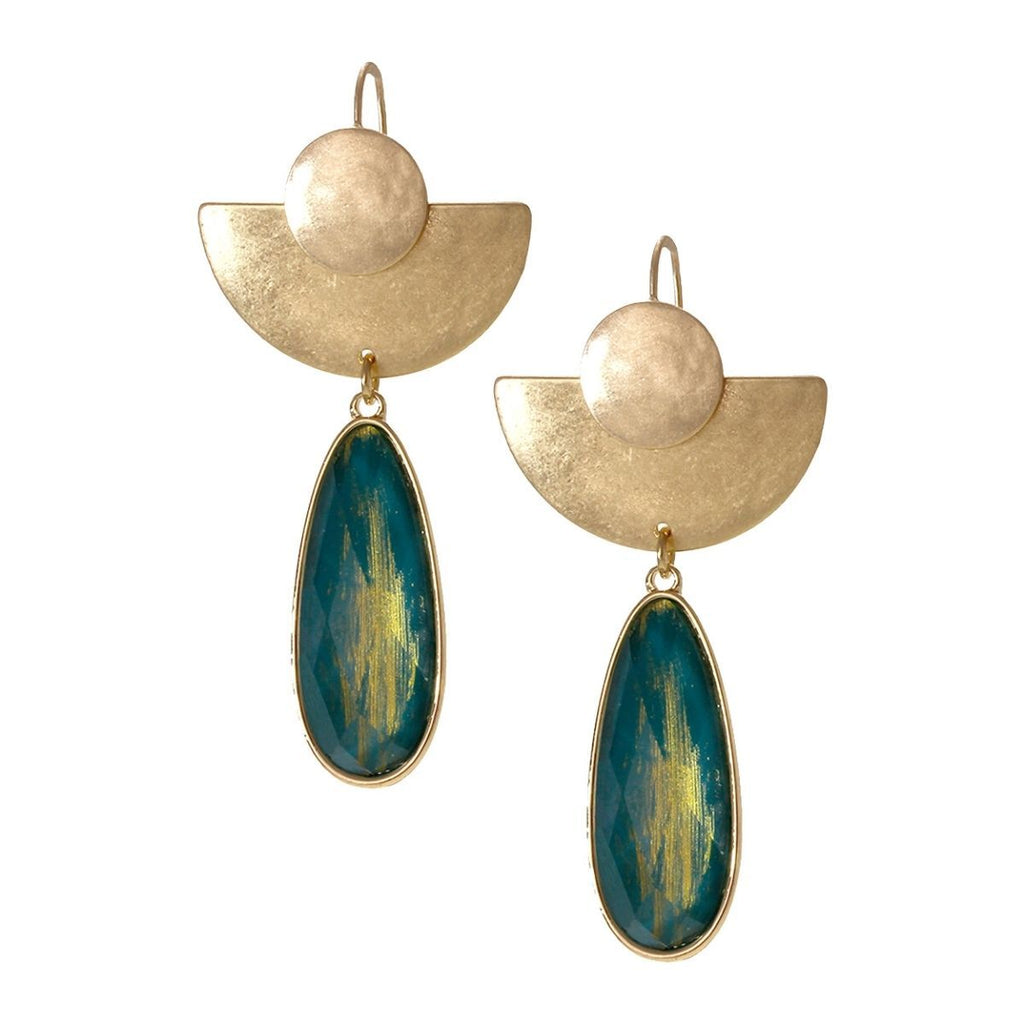 Teardrop Fish Hook Earrings Green Stylish Statement Jewelry