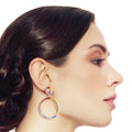 Double Circle Statement Earrings Rainbow Gold Stylish Chic Jewelry