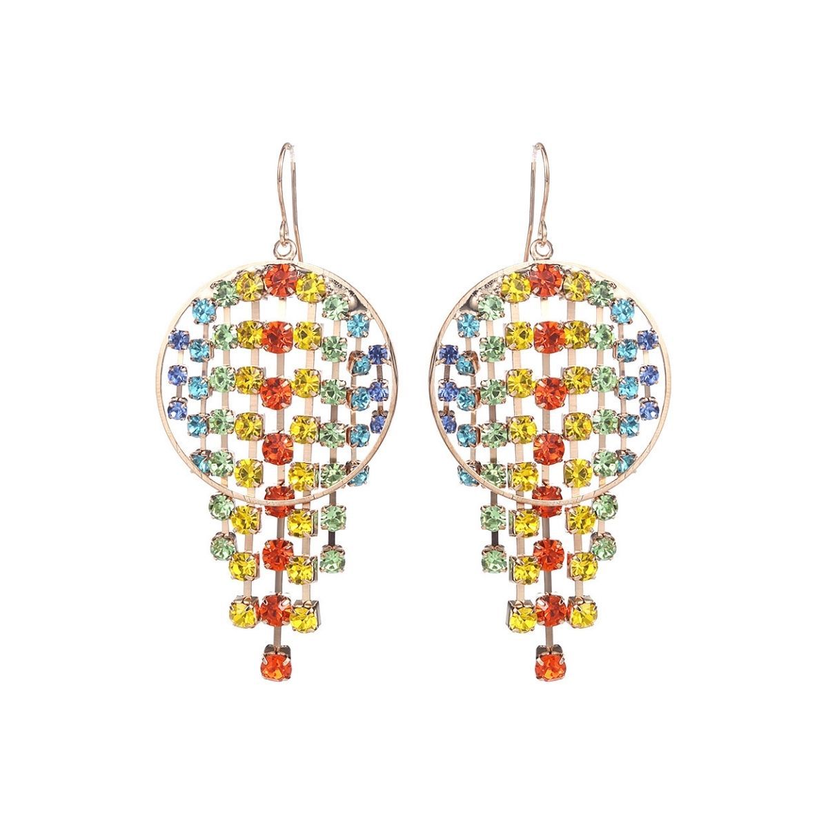 Statement Rainbow Fringe Circle Earrings, Trendy Stylish Jewelry Accessory