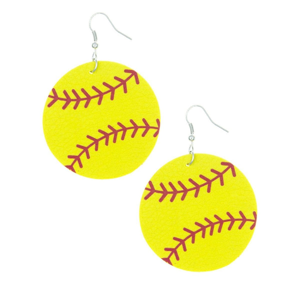 Round Yellow Softball Earrings Stylish Casual Jewelry
