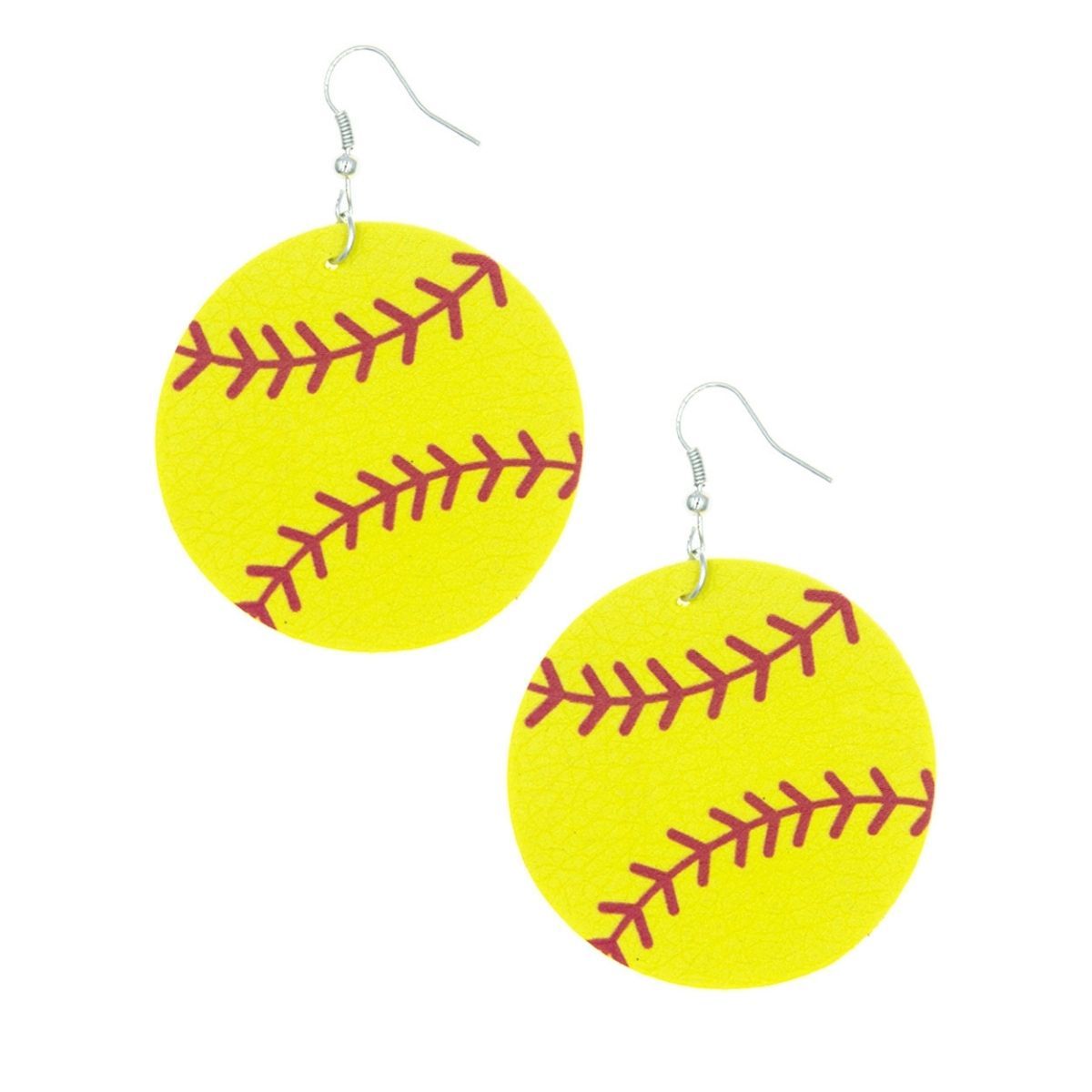 Round Yellow Softball Earrings Stylish Casual Jewelry