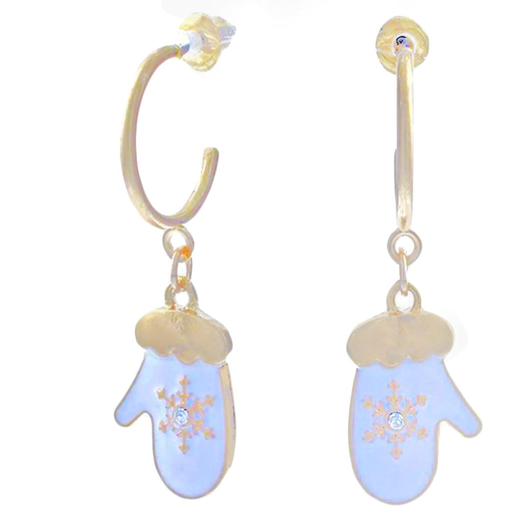 White Mitten Hoop Earrings Trendy Chic Statement Jewelry