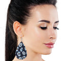 Teardrop Earrings with Daisy Print – Trendy Fashion Jewelry Accessory