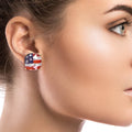 Stud Earrings Gold Glitter American Flag Stylish Statement Jewelry