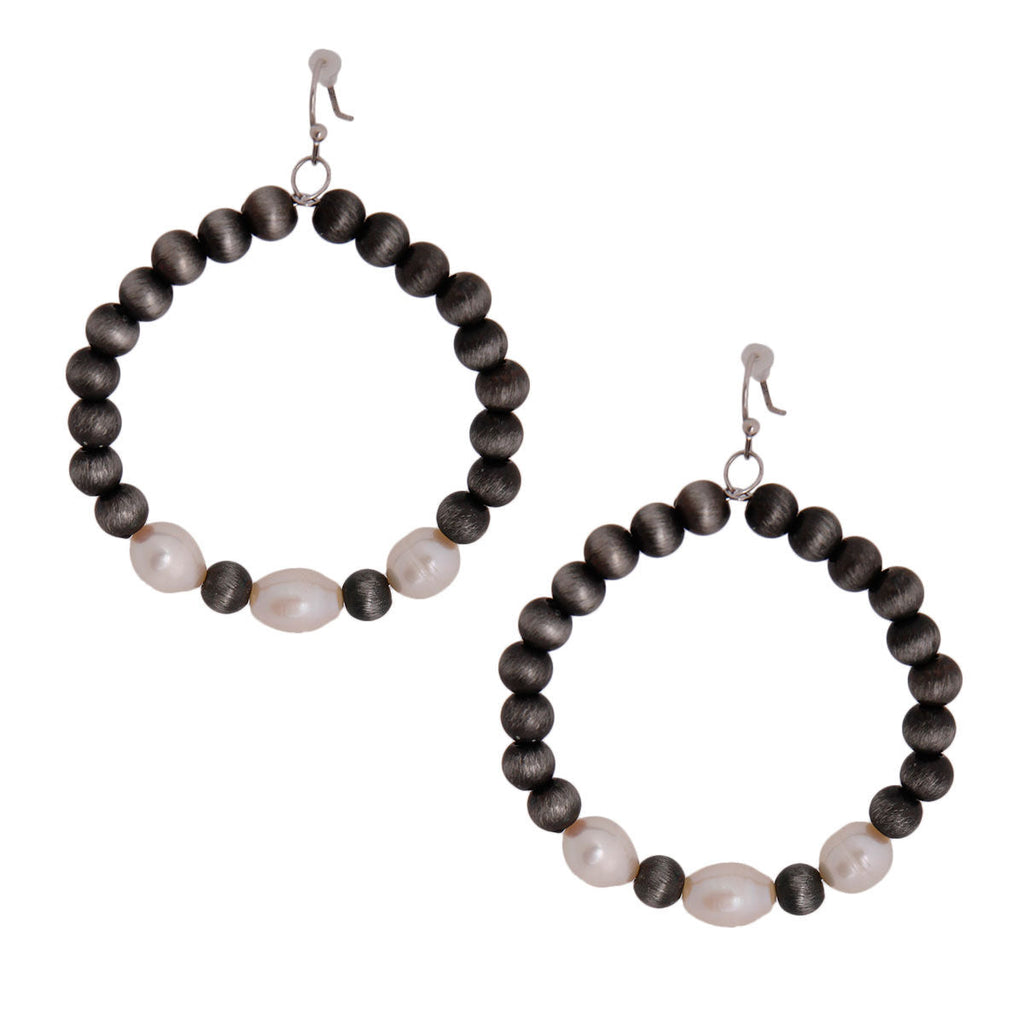 Statement Freshwater Pearl Faux Navajo Earrings Chic Stylish Jewelry