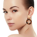 Statement Leopard Fur Ring Earrings in Brown – Trendy Fashion Jewelry