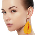 Teardrop Softball Earrings Mustard Yellow Stylish Statement Jewelry